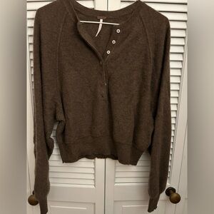 Free People Brown Crew Neck Sweater